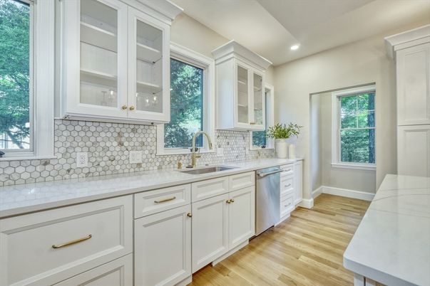 Interior, Kitchen, Recessed Lighting, Wood Texture Flooring