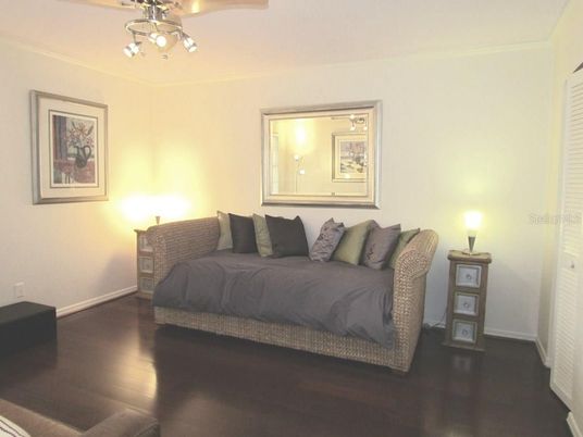 Bedroom, Chandelier, Interior, Wood Texture Flooring