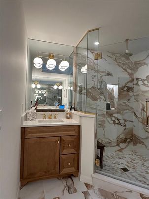 Bathroom, Glass Shower, Interior, Marble, Marble Walls