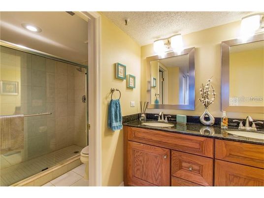 Bathroom, Dual Sink Vanities, Glass Shower, Interior, Recessed Lighting