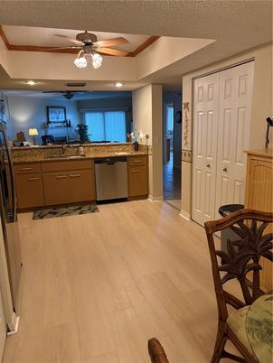 Interior, Kitchen, Recessed Lighting, Wood Texture Flooring