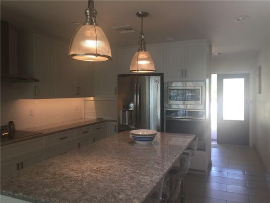 Interior, Kitchen, Pendant Lights, Stainless Steel Appliances, Wood Texture Flooring