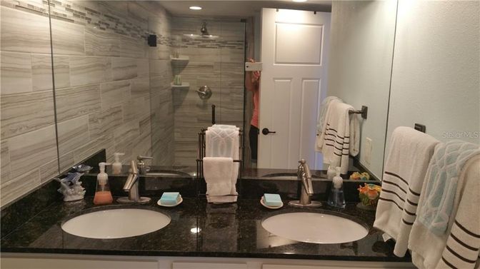 Bathroom, Dual Sink Vanities, Glass Shower, Interior, Recessed Lighting