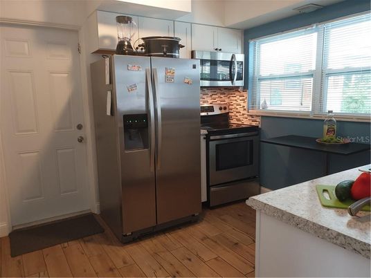 Interior, Kitchen, Stainless Steel Appliances, Wood Texture Flooring