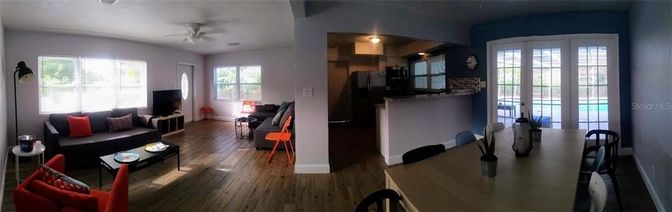 Dining room, Interior, Kitchen, Living room, Wood Texture Flooring
