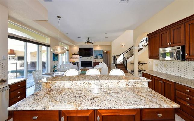 Dining room, Fireplace, Interior, Kitchen, Living room, Pendant Lights, Recessed Lighting