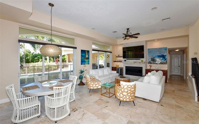 Dining room, Fireplace, Interior, Living room, Pendant Lights, Recessed Lighting