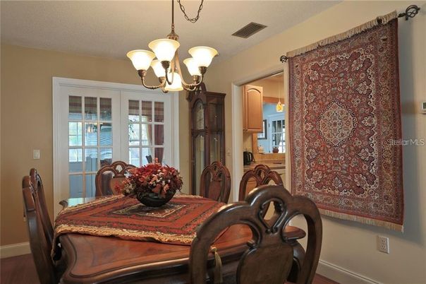 Chandelier, Dining room, Interior, Wood Texture Flooring