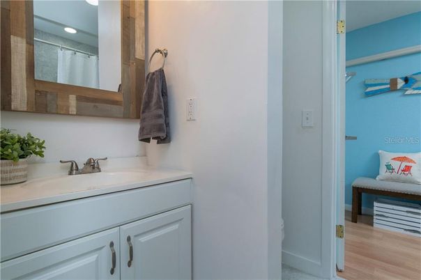 Bathroom, Interior, Recessed Lighting, Wood Texture Flooring