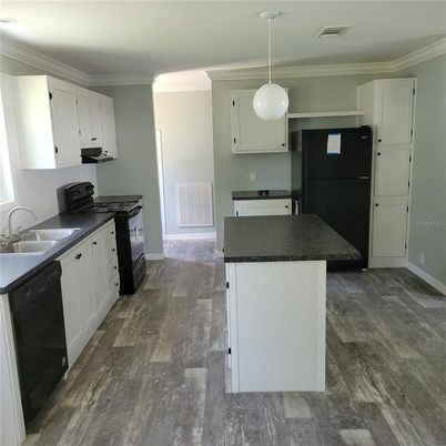 Interior, Kitchen, Pendant Lights, Wood Texture Flooring