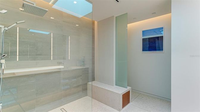 Bathroom, Glass Shower, Interior, Recessed Lighting