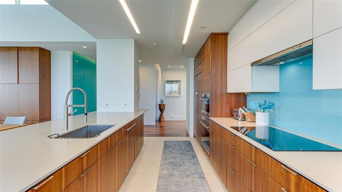 Interior, Kitchen, Recessed Lighting, Wood Texture Flooring