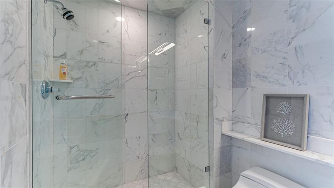 Bathroom, Glass Shower, Interior, Marble Walls