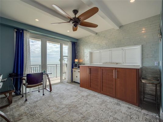Interior, Kitchen, Recessed Lighting, Stone Walls, Water