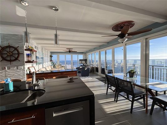 Dining room, Interior, Pendant Lights, Water