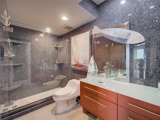 Bathroom, Glass Shower, Interior, Recessed Lighting