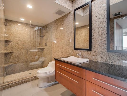 Bathroom, Glass Shower, Interior, Recessed Lighting