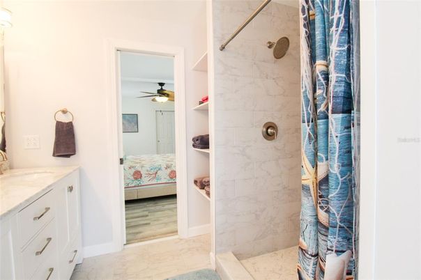 Interior, Bathroom, Wood Texture Flooring, Marble, Marble Walls