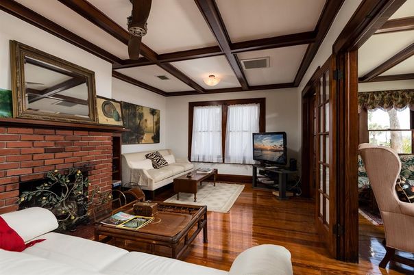 Fireplace, Interior, Living room, Stone Walls, Wooden Beams, Wood Texture Flooring