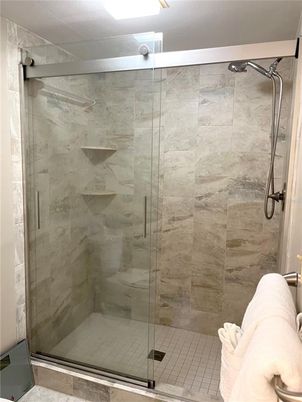Bathroom, Glass Shower, Interior, Marble Walls