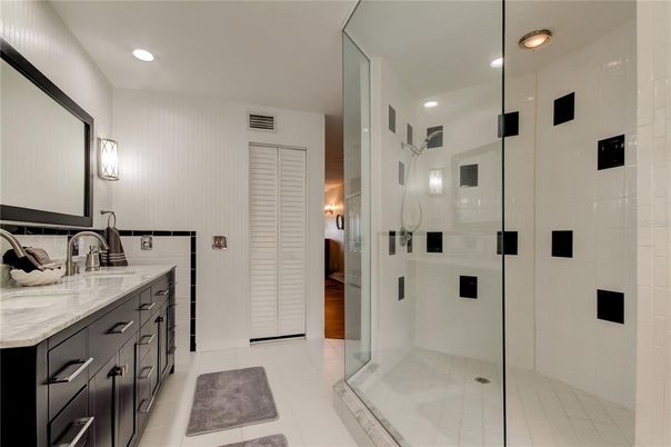 Bathroom, Glass Shower, Interior, Recessed Lighting