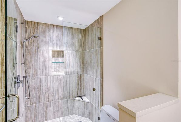 Bathroom, Glass Shower, Interior, Recessed Lighting