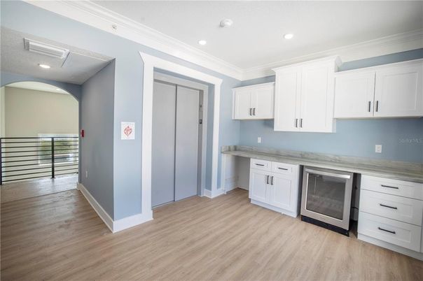 Interior, Kitchen, Recessed Lighting, Wood Texture Flooring