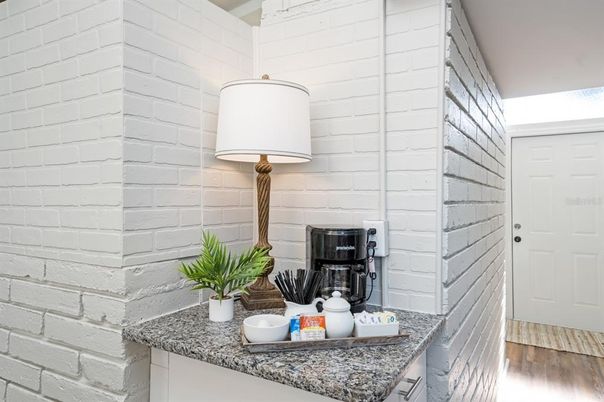 Interior, Kitchen, Stone Walls, Wood Texture Flooring