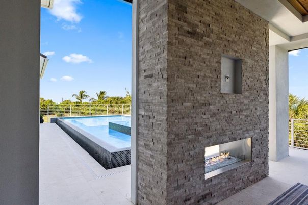 Exterior, Fireplace, Pool
