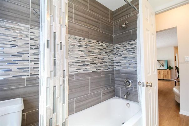Interior, Bathroom, Wood Texture Flooring, Glass Shower, Ceramic Tile, Wooden Walls