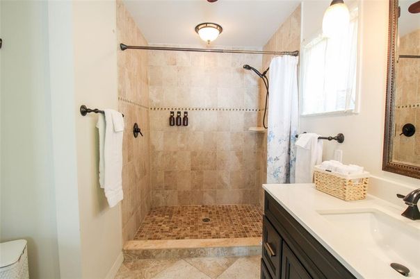 Interior, Bathroom, Glass Shower, Ceramic Tile