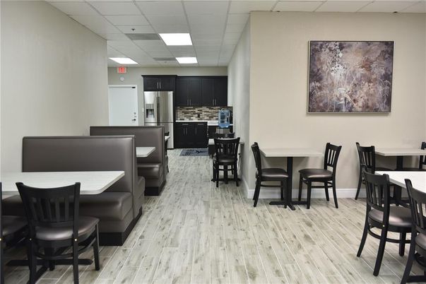 Dining room, Interior, Kitchen, Recessed Lighting, Stainless Steel Appliances, Wood Texture Flooring