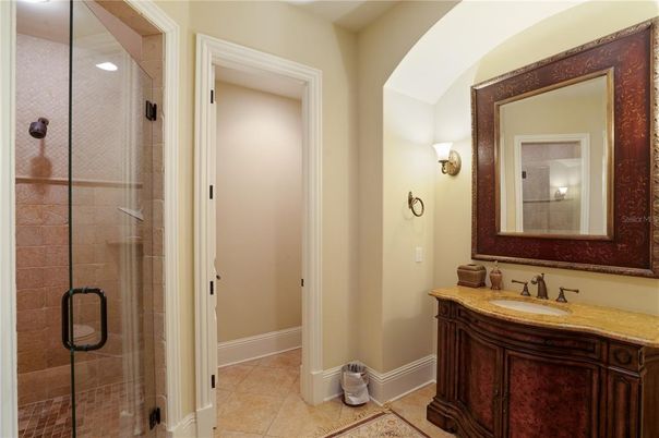 Bathroom, Glass Shower, Interior, Recessed Lighting