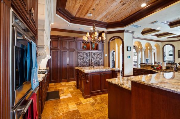 Chandelier, Interior, Kitchen, Recessed Lighting, Wooden Ceilings