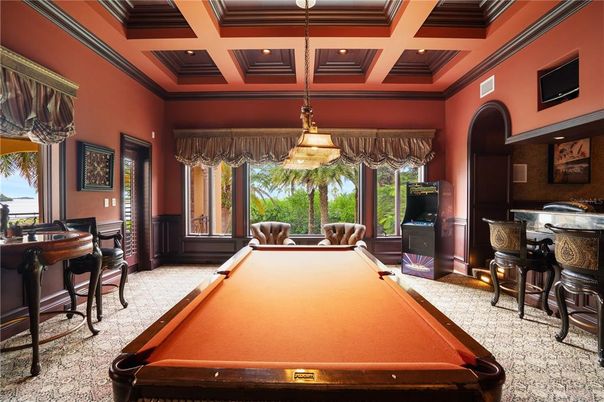 Billiard Table, Game Room, Interior, Pendant Lights
