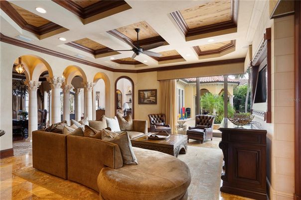 Interior, Living room, Recessed Lighting, Wooden Ceilings