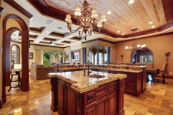 Chandelier, Dining room, Interior, Living room, Recessed Lighting, Wooden Ceilings