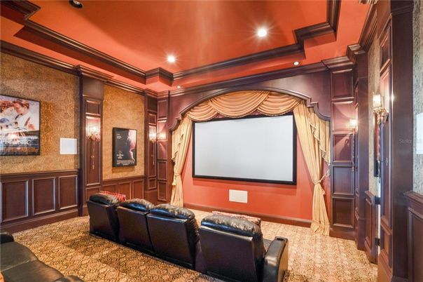 Home Theatre Room, Interior, Projection Screen, Recessed Lighting, Theatre Room