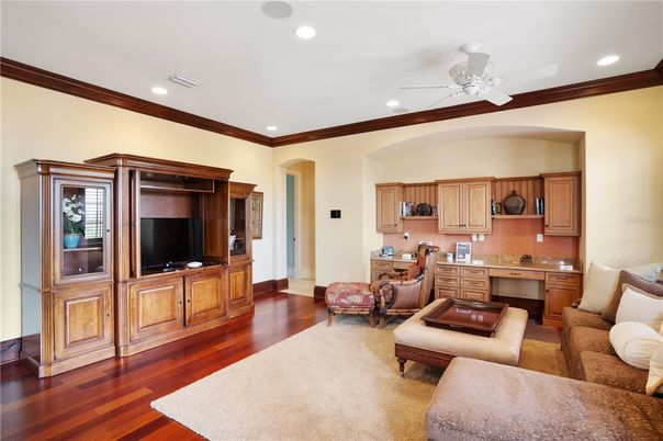 Interior, Kitchen, Living room, Recessed Lighting, Wood Texture Flooring