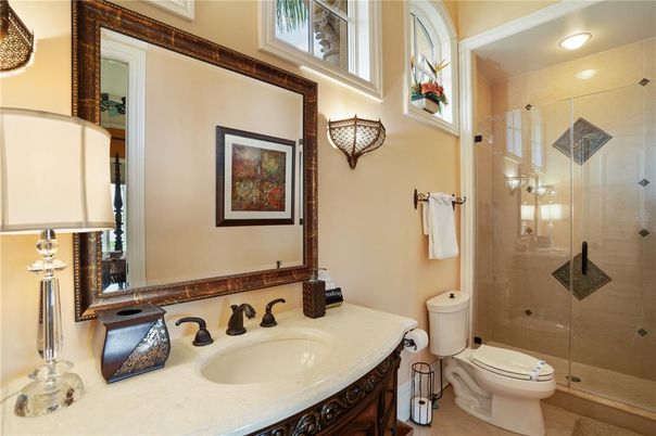 Bathroom, Glass Shower, Interior, Recessed Lighting