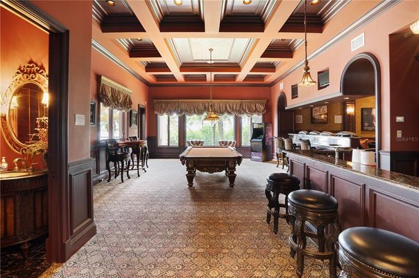 Billiard Table, Game Room, Interior, Pendant Lights, Recessed Lighting