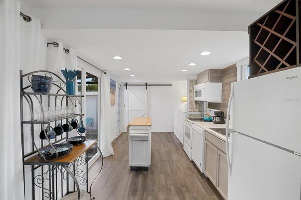 Interior, Kitchen, Recessed Lighting, Wood Texture Flooring