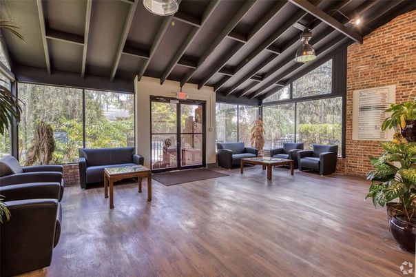 Interior, Living room, Stone Walls, Wood Texture Flooring