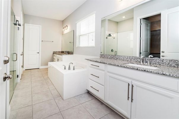 Bathroom, Dual Sink Vanities, Glass Shower, Interior, Recessed Lighting