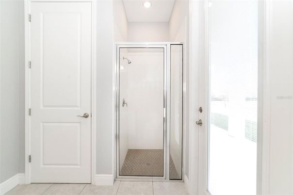 Bathroom, Glass Shower, Interior, Recessed Lighting
