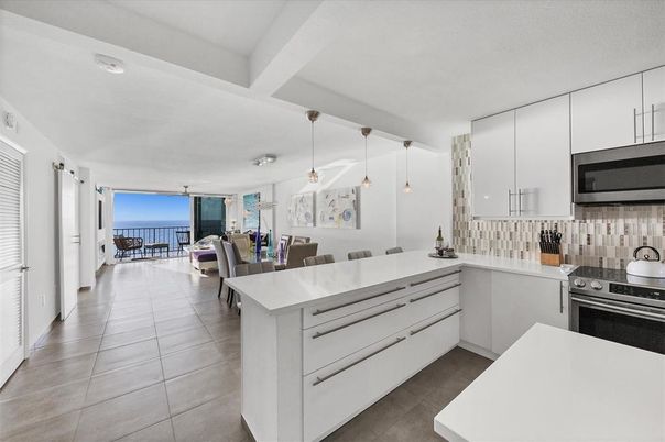 Dining room, Interior, Kitchen, Living room, Pendant Lights, Stainless Steel Appliances, Water