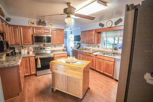 Interior, Kitchen, Stainless Steel Appliances, Wood Texture Flooring
