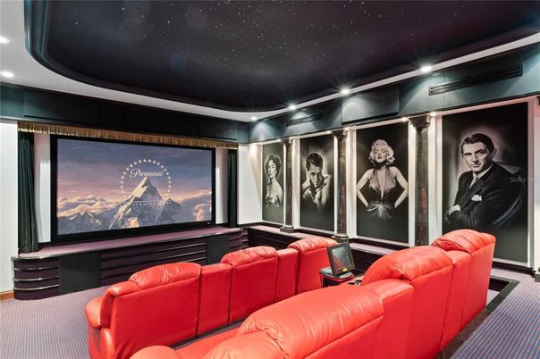 Home Theatre Room, Interior, Projection Screen, Recessed Lighting, Theatre Room