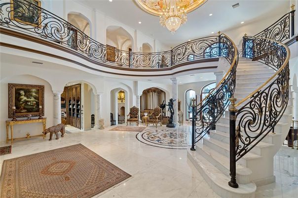 Chandelier, Interior, Marble, Recessed Lighting