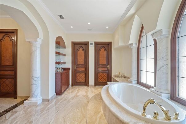 Bathroom, Interior, Marble, Recessed Lighting